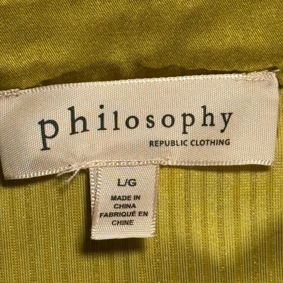 Philosophy Amber Yellow Velvet Textured Boyfriend Button Down Shirt L - Picture 4 of 9